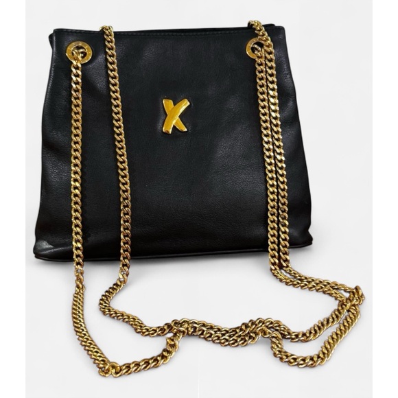 Paloma Picasso Handbags - Paloma Picasso Vintage Y2K Black Leather Gold Chain Mini Shoulder Bag Handbag